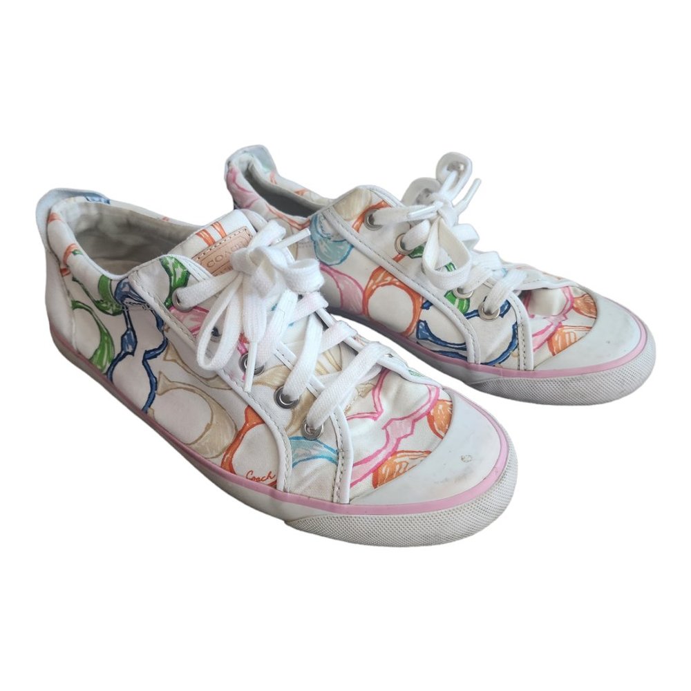 Coach Ladies 8 1/2 M Barrett Multicolor Signature C Logo Sneaker F0007/L06